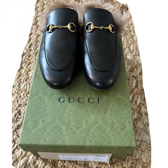 Gucci Princetown Lambswool Lined Mules - Black Leather (Full Set). Ladies Sz 38 - Picture 3 of 10